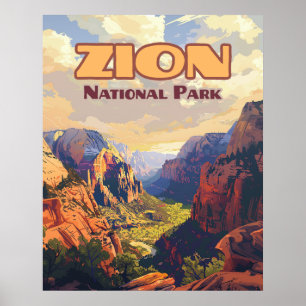 Poster Zion National Park Utah Moab Canyon Retro