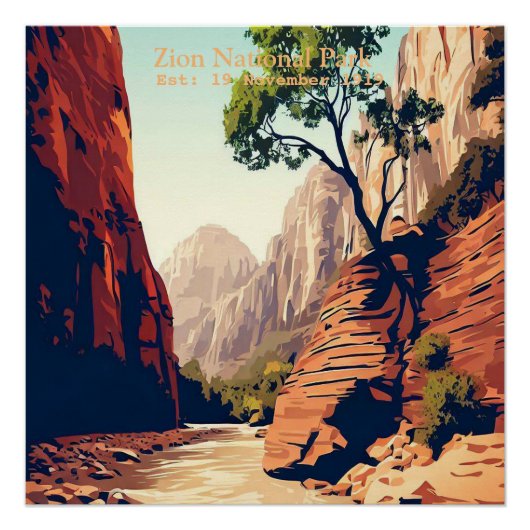 Poster Zion National Park Utah The Narrows (Devant)