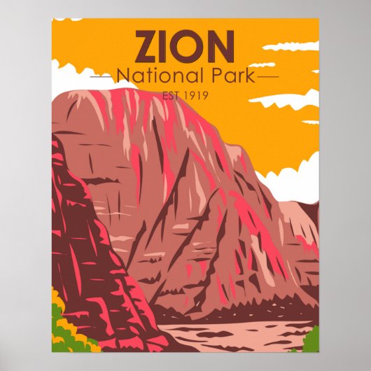 Poster Zion National Park Utah Vintage (Devant)