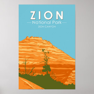 Poster Zion National Park Utah Zion Canyon 2 Vintage
