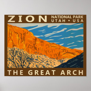 Poster Zion Parc National Utah La Grande Arche 2 Vintage
