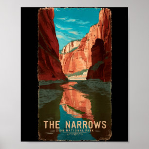 Poster Zion parc national utah vintage les narrows