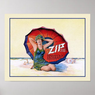 Poster Zip Hair Remover Funny Vintage 1924 Annonce