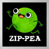 Poster Zip pea Funny Zippy Pea Pun Dark BG (Devant)