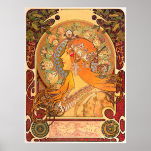 Poster Zodiac, 1896 par Alphonse Mucha