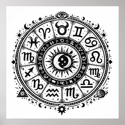 Poster Zodiac Arcana — Les Douze Signes par BurnsInHell (Devant)