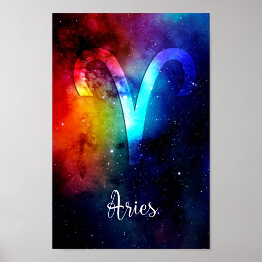 Poster Zodiac : Aries Rainbow Space (Devant)