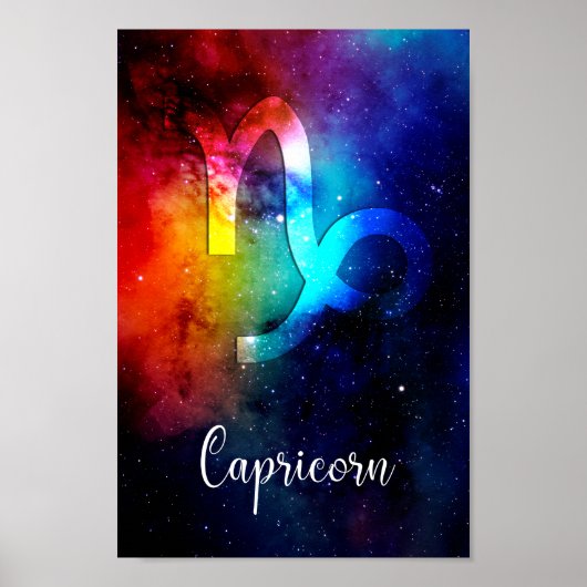Poster Zodiac : Capricorne Space Rainbow (Devant)