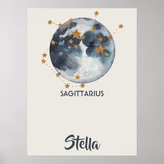 Poster Zodiac Celestial Sagittarius Nursery Wall Art (Devant)