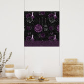 Poster Zodiac Magie | Plum violet foncé Roses de crâne go (Cuisine)
