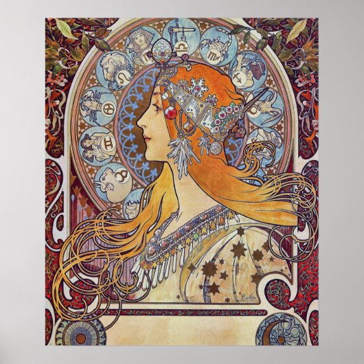 Poster Zodiac par Alphonse Mucha (Devant)