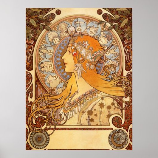 Poster Zodiac par Alphonse Mucha (Devant)