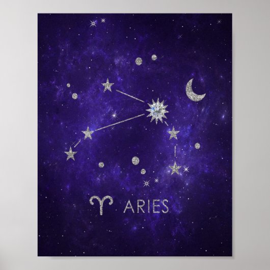 Poster Zodiac Purple Aries | Horoscope d'astrologie cosmi (Devant)