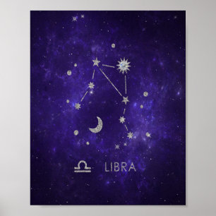 Poster Zodiac Purple Libra Horoscope d'astrologie cosmi