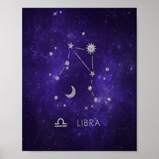 Poster Zodiac Purple Libra | Horoscope d'astrologie cosmi (Devant)