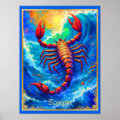 Poster Zodiac Sign Scorpio Emerging from Deep Waters (Devant)