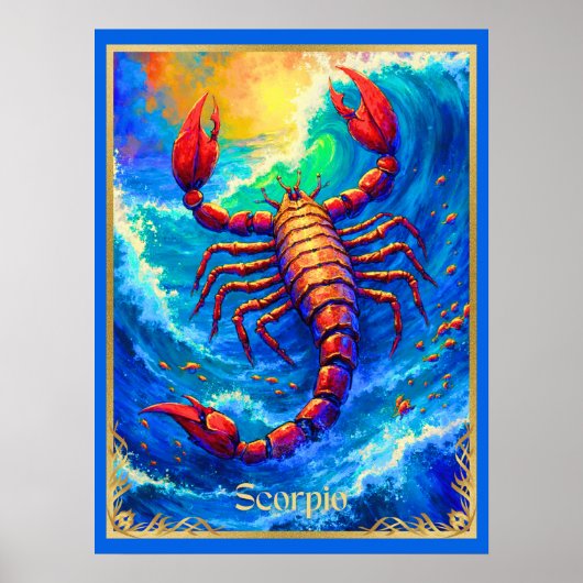 Poster Zodiac Sign Scorpio Emerging from Deep Waters (Devant)