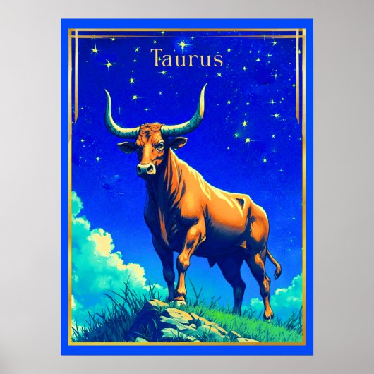 Poster Zodiac Sign Taurus Rooted in Earth and Sky (Devant)
