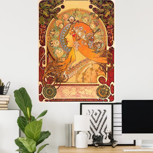 Poster Zodiaque, 1896 par Alphonse Mucha (Bureau à domicile)
