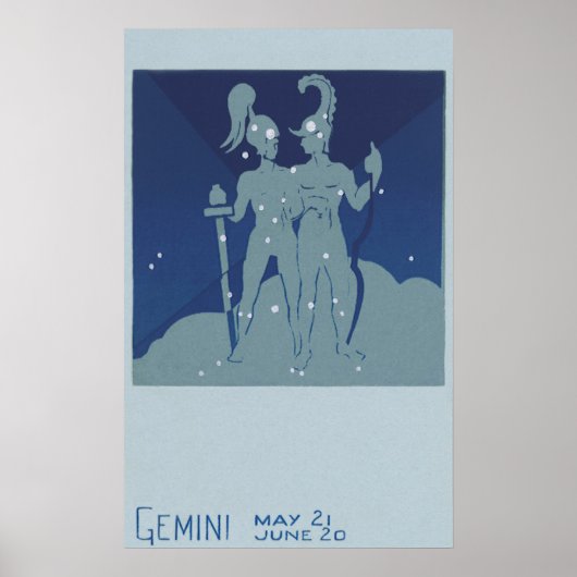Poster Zodiaque astrologique Gémeaux Constellation jumell (Devant)