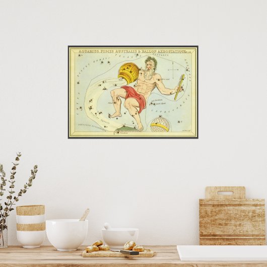Poster Zodiaque vintage, Astrologie Aquarius Constellatio (Cuisine)