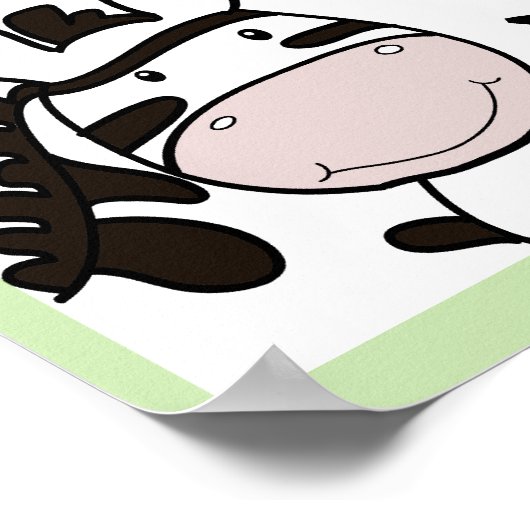 Poster Zoey le zèbre NOM IMPRIMÉ Bébé Animaux de zoo (Coin)