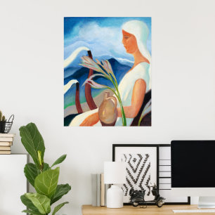 Poster Zolo Palugyay Fille en Blanc Art Moderne Vintage
