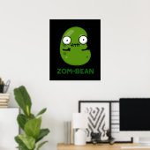 Poster Zom-bean Funny Zombie Bean Pun Dark BG (Bureau à domicile)