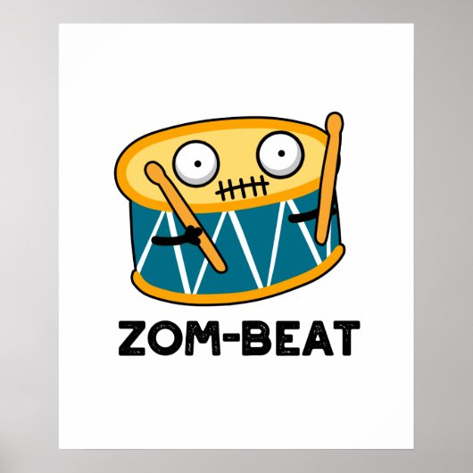 Poster Zom beat Funny Halloween Zombie Drum Pun (Devant)