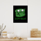 Poster Zom beat Funny Zombie Drum Pun Dark BG (Cuisine)