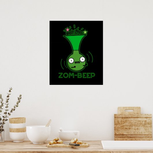 Poster Zom-beep Funny Zombie Honker Pun Dark BG (Cuisine)