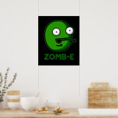 Poster Zom-E Funny Zombie Alphabet E Pun Dark BG (Cuisine)