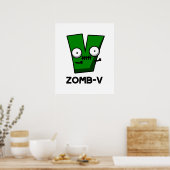 Poster Zom-V Funny Halloween Zombie Alphabet Pun (Cuisine)