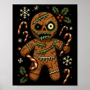 Poster Zombie Bonhomme en Pain d'Épices Noël Zombie