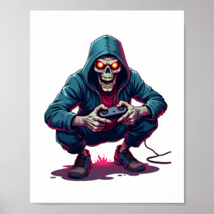 Poster Zombie Gamer - Funny Halloween Gaming Shirt