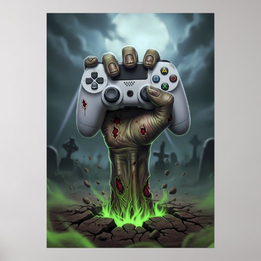 Poster Zombie Gamer Hand - Undead Controller Grip (Devant)