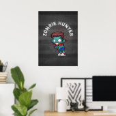 Poster Zombie Hunter with Blood Splatter Creepy (Bureau à domicile)