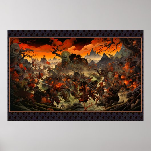 Poster Zombie Soulèvement Feudal Japon - Bloc de bois Imp (Devant)