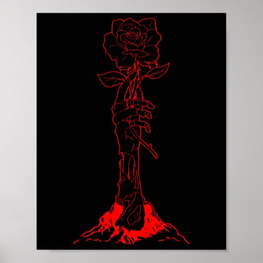 Poster Zombiecore esthétique Zombie main Rouge Rose Squel (Devant)