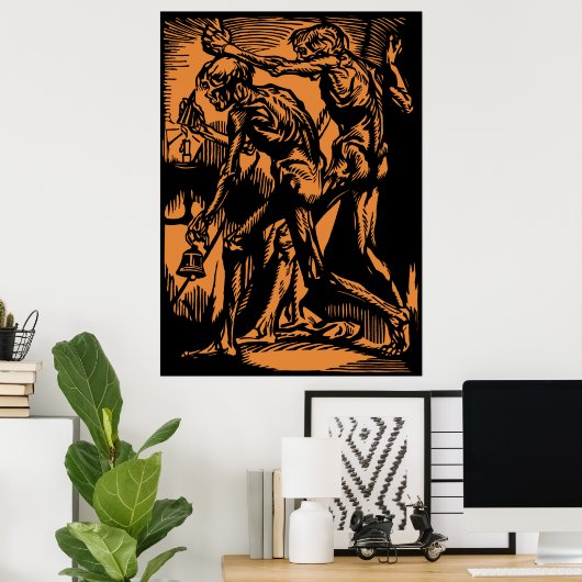 Poster Zombies à l'intérieur du Citrouille Jack-o'Lantern (Bureau à domicile)