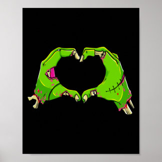 Poster Zombies cardiaques Halloween Amour drôle Horreur H