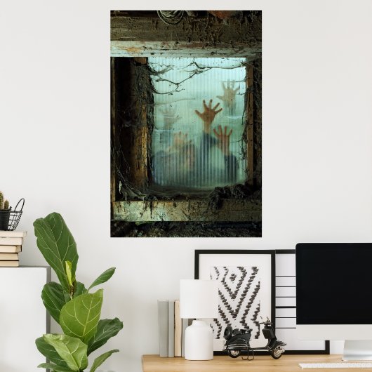Poster zombies devant une fenêtre (Bureau à domicile)