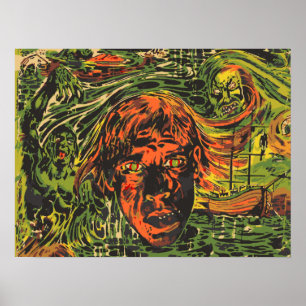 Poster Zombies Halloween vintage, street art graffiti