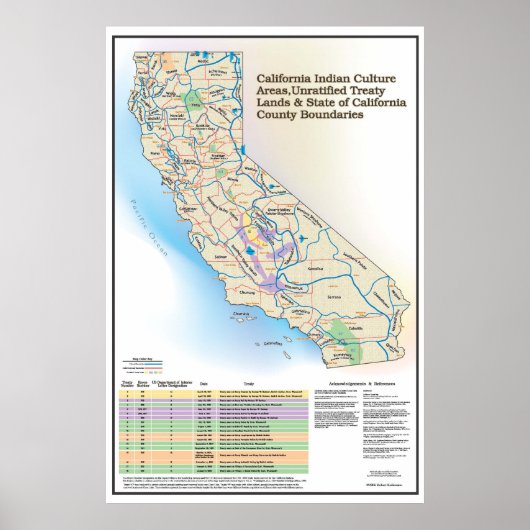 Poster Zone culturelle indienne de Californie - Carte (Devant)