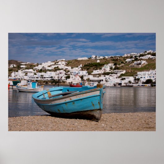 Poster Zone portuaire avec des bateaux de pêche grecs (Devant)