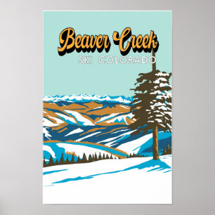 Poster Zone skiable de Beaver Creek hiver Colorado Vintag