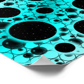 Poster Zones de bulles spatiales - Blanc/Cyan (Coin)