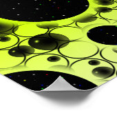 Poster Zones de bulles spatiales - Blanc/Lime Jaune (Coin)