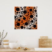 Poster Zones de bulles spatiales - Blanc/Orange (Cuisine)