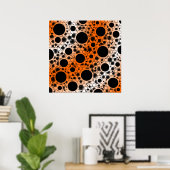 Poster Zones de bulles spatiales - Blanc/Orange (Bureau à domicile)